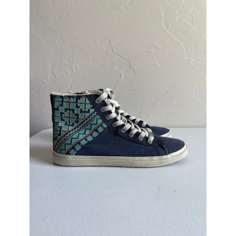 Kim & Zozi Hippie BlingGeo-Woven High-Top Sneakers Lace Up Zip On Side Size 6